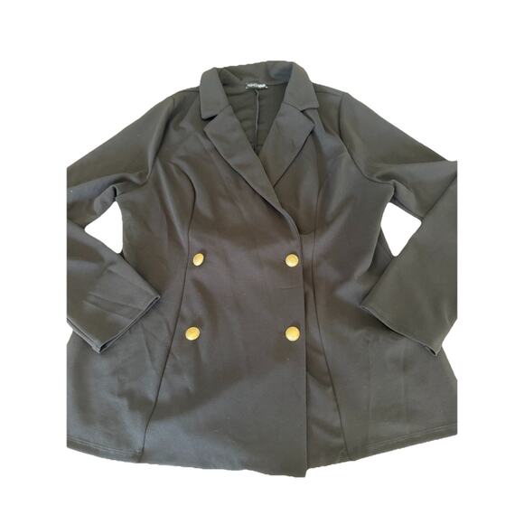 Fashion Nova Womens Double Breasted Black Knit Jacket Blazer Sz 1X - Picture 3 of 9